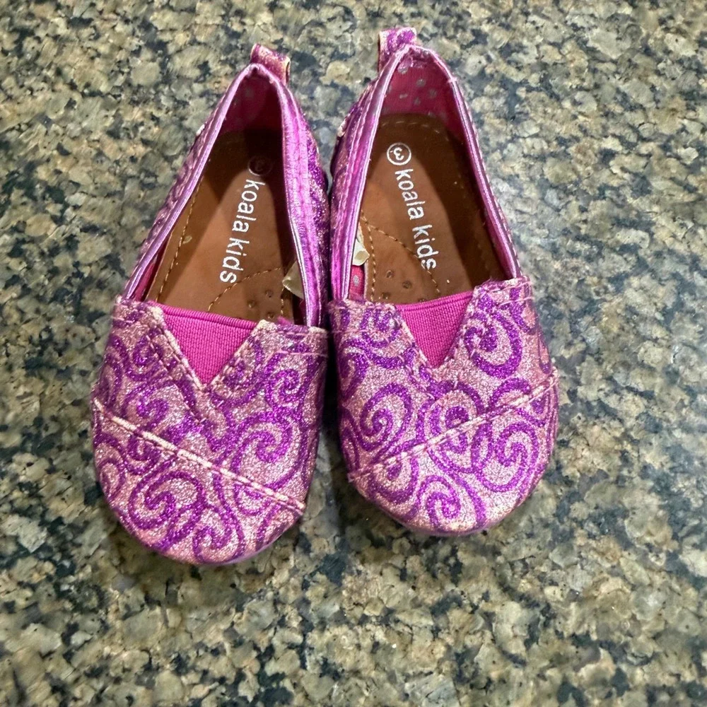 Koala Kids Girls Purple Pink Glitter Swirl Slip On Flats Shoes Size 3 763454CNE